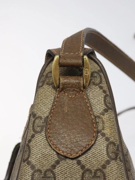 GUCCI GG Supreme Web Sherry Line Bag PVC Beige Gold 89 02 032 Auth hk2475 - Picture 8 of 16